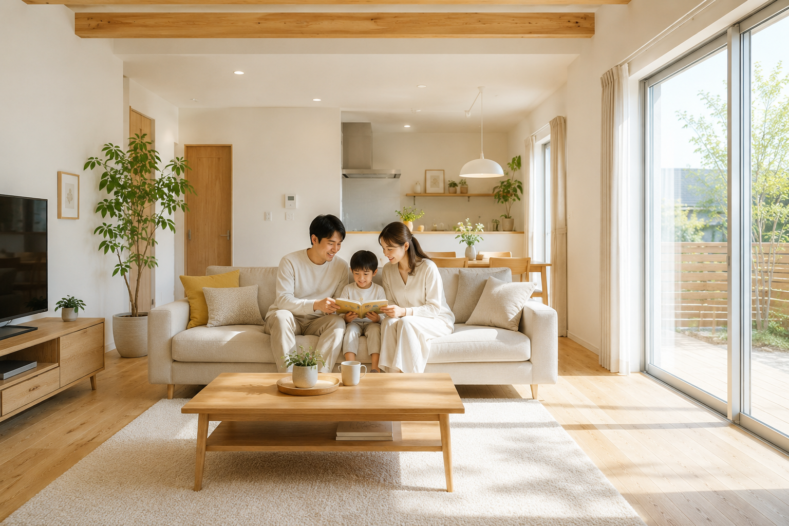 自然素材に包まれたJOYのリビング